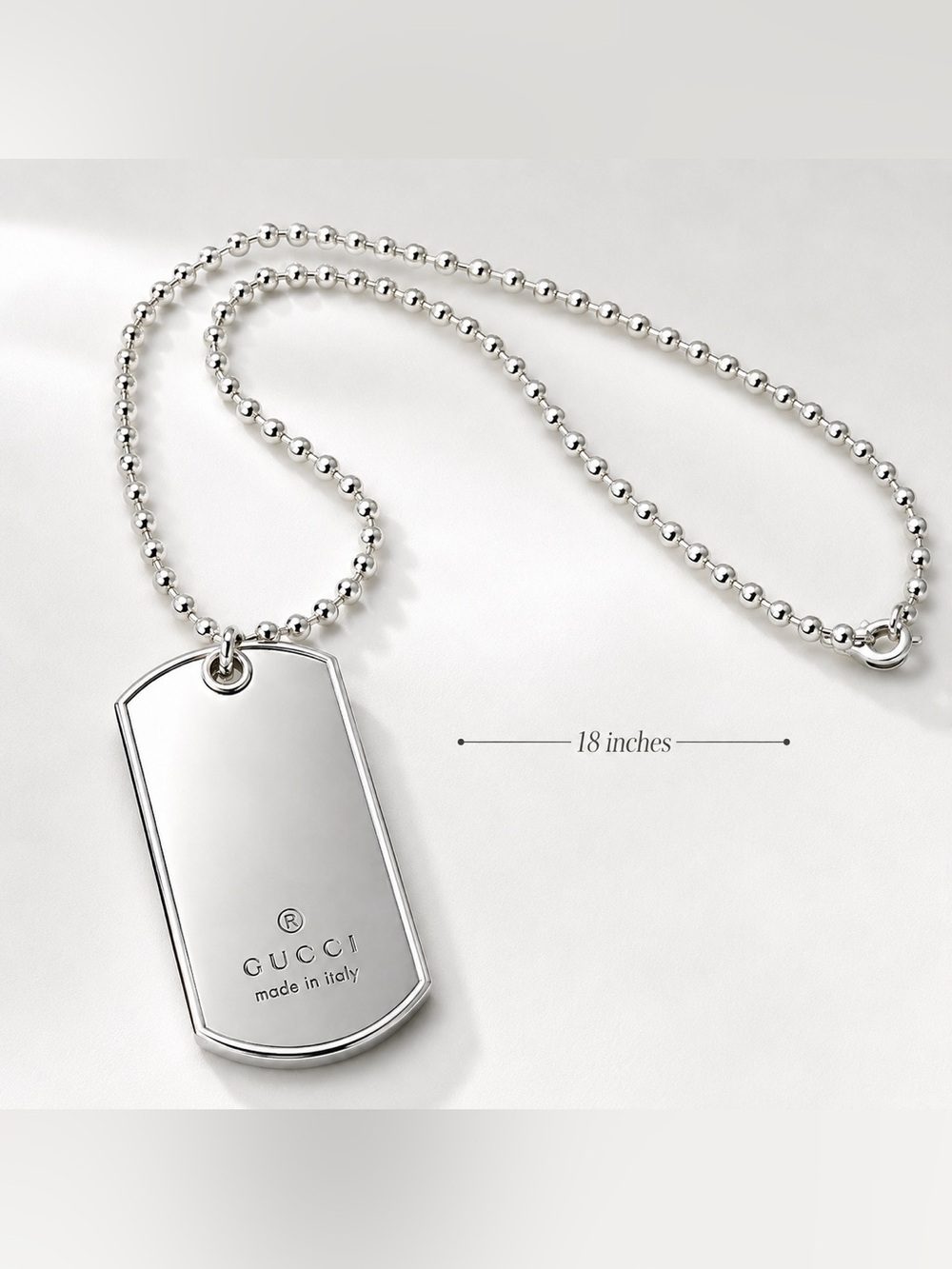 Gucci Silver Dog Tag Necklace